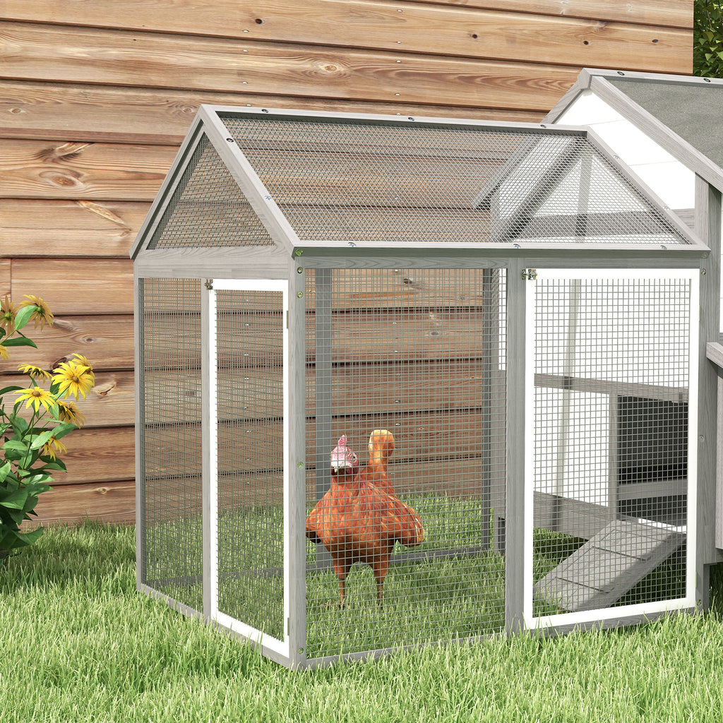 PawHut Outdoor Chicken Coop with Brooding Nest, Waterproof Roof, Removable Tray, Grey