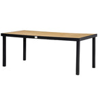 8-Person Aluminum Garden Table, Plastic Outdoor Table for Terrace and Balcony, Black and Wood Color - Borge' Group Limited
