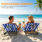 Outsunny Set of 2 Beach Mattresses with 4-Level Adjustable Backrest, in Steel and Polyester, 154x57x52 cm, Blue and White