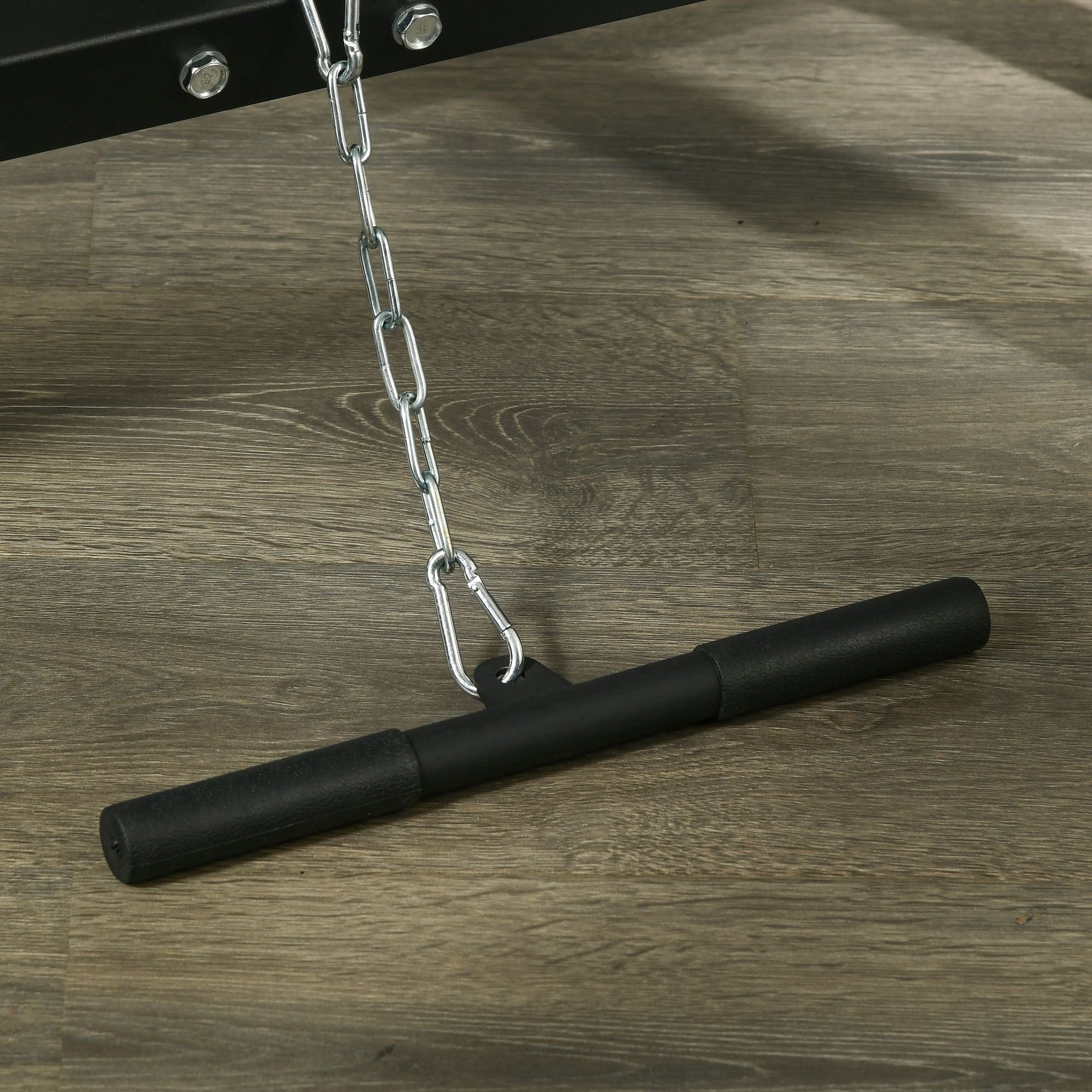 Multifunctional Power Tower with Abdominal Bench and Adjustable Barbell Rack, Black