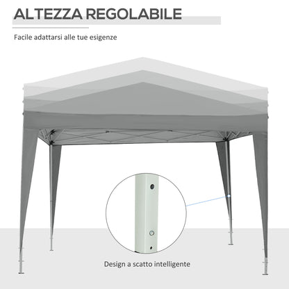 3x3m Folding Outdoor Gazebo with 4 Side Panels, Steel and Oxford Fabric Light Grey