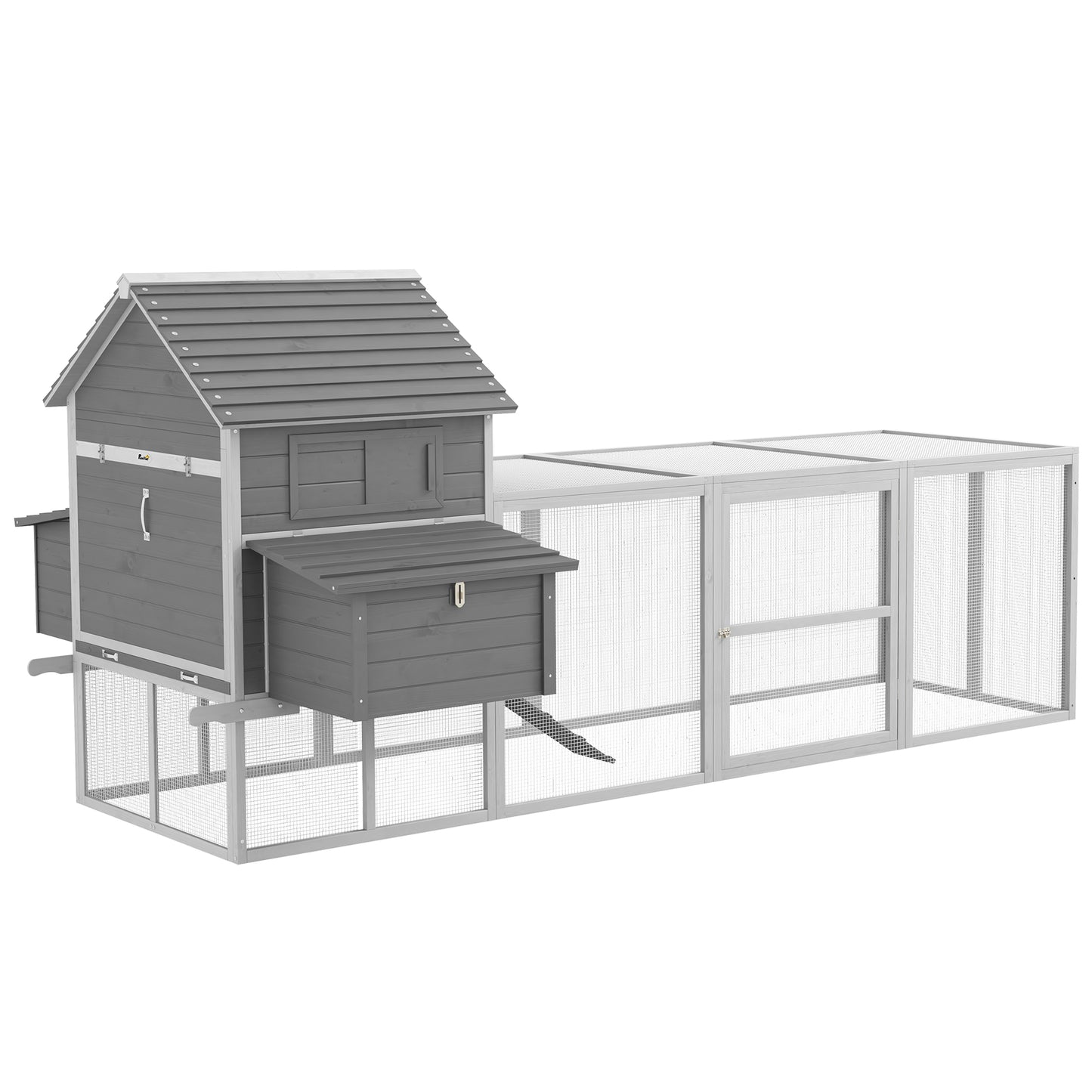 Pawhut Garden Chicken coop with chickens, ramp and open area, 310.5x149.5x149cm, gray - Borgè