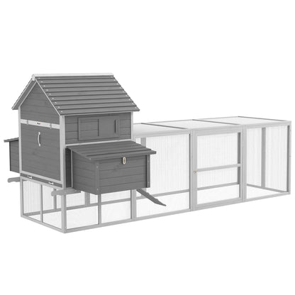 Pawhut Garden Chicken coop with chickens, ramp and open area, 310.5x149.5x149cm, gray - Borgè