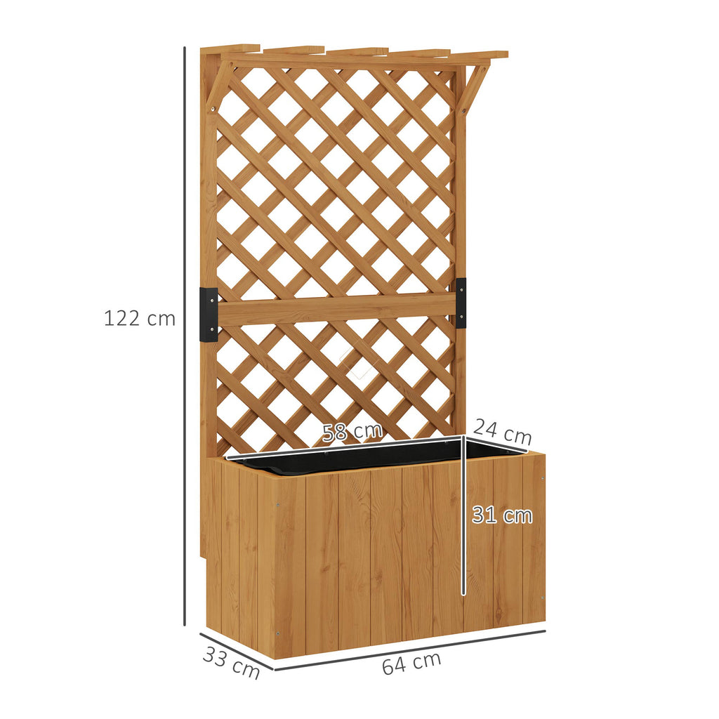 Raised Garden Bed with Trellis for Climbing Plants and Upper Pergola, 64x33x122 cm, Wood