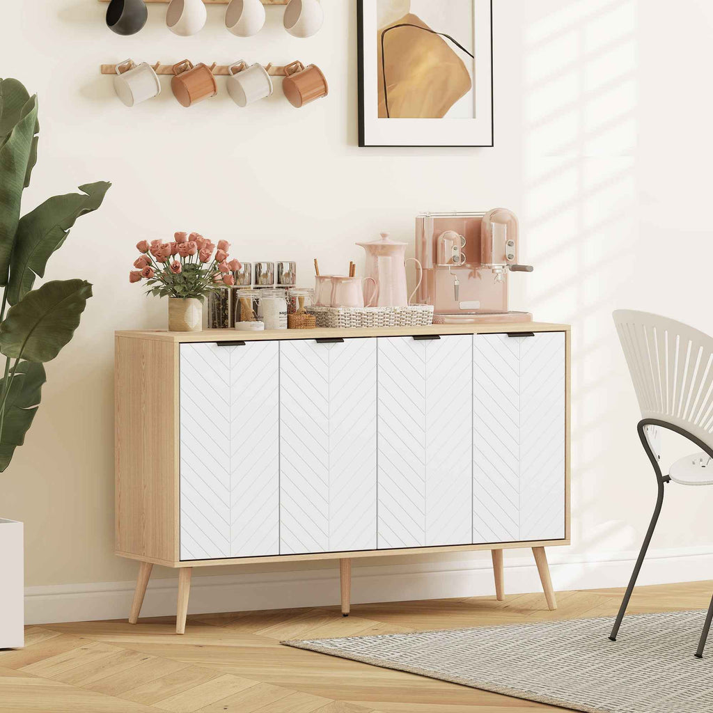 HOMCOM Storage Unit with 2 Adjustable Shelves, Pine Wood, 120x35x77.4 cm, Wood and White