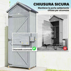 Outsunny Wooden Shed, 77x52.5x178cm, Wardrobe with Folding Workbench
