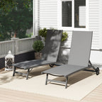 Outsunny Set of 2 Sun Loungers with Reclining Backrest, in Aluminum and Breathable Fabric, 66x165x102 cm, Dark Gray