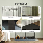 2 in 1 Small Animal Cage, Removable Lid and Separate Sections, 121x61x61 cm, Black
