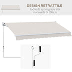 Outsunny 2x2.5m Manually Operated Awning in Aluminum and Polyester, Cream