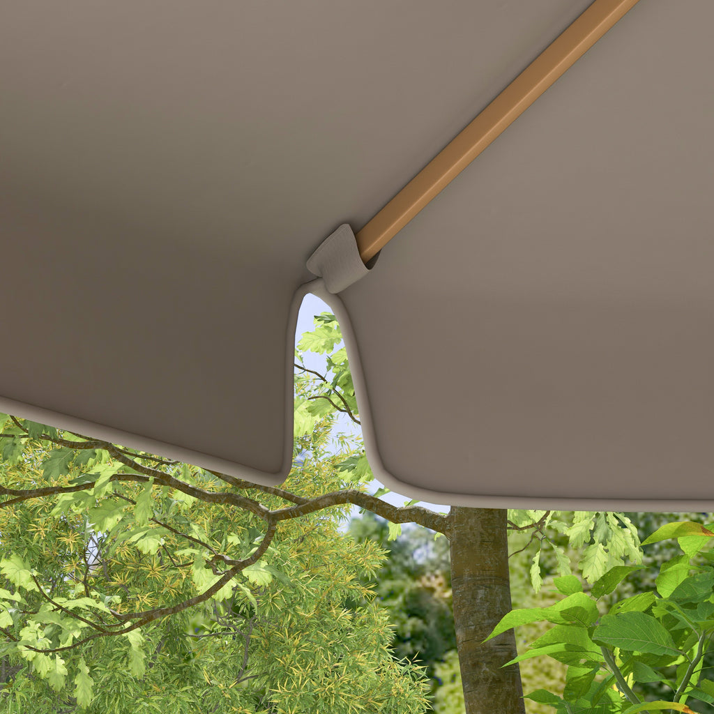 Garden Umbrella with Double Canopy, in Bamboo and Polyester, Ø325x250 cm, Gray