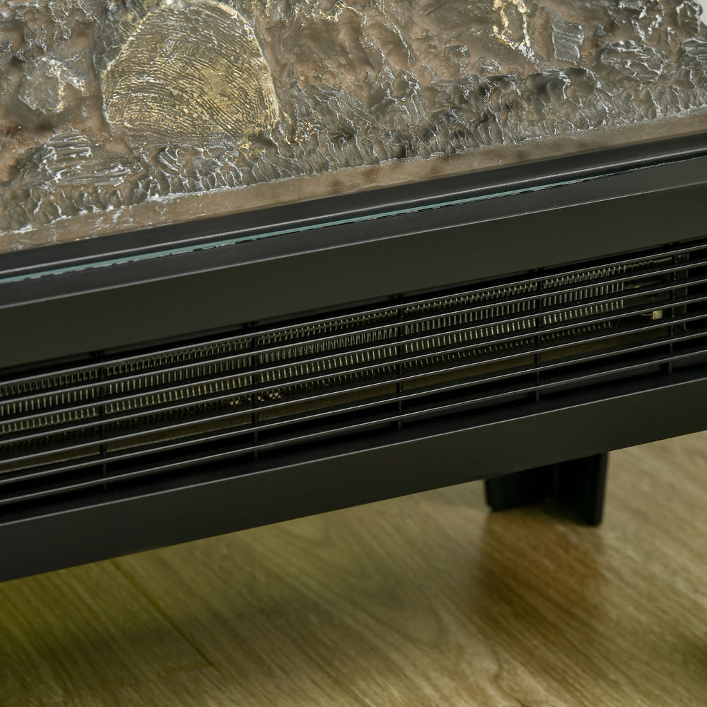 1000W / 2000W Electric Fireplace with Realistic LED Flame and Temperature Control, 40.5x20x62 cm, Black