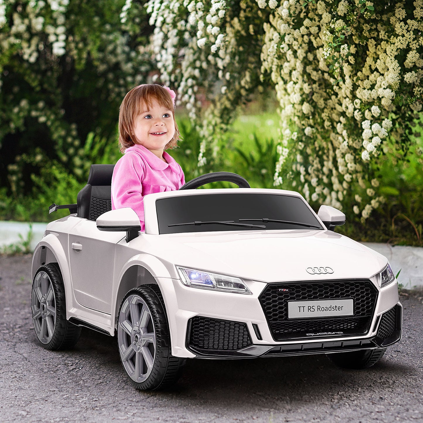 Electric Ride-On Car for Kids 3-5 Years AUDI TT with Remote Control, Opening Doors and LED Headlights, White