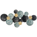 3D Metal Wall Decoration, Circle Wall Art 133x66cm, Blue, Black and Gold