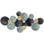 3D Metal Wall Decoration, Circle Wall Art 133x66cm, Blue, Black and Gold