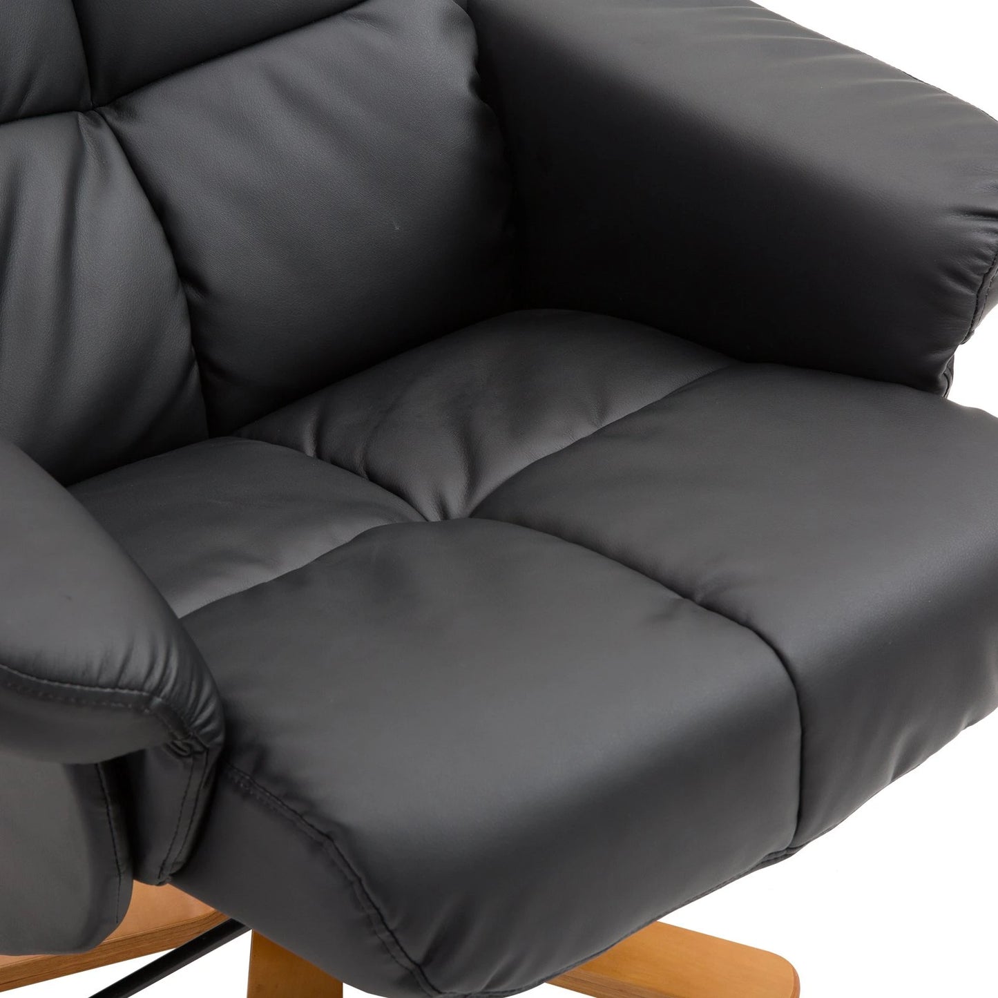 Black PU Leather Reclining Relax Armchair with Footrest