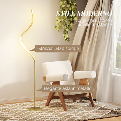 LED Spiral Floor Lamp with 3 Adjustable Brightness and Foot Switch, Gold