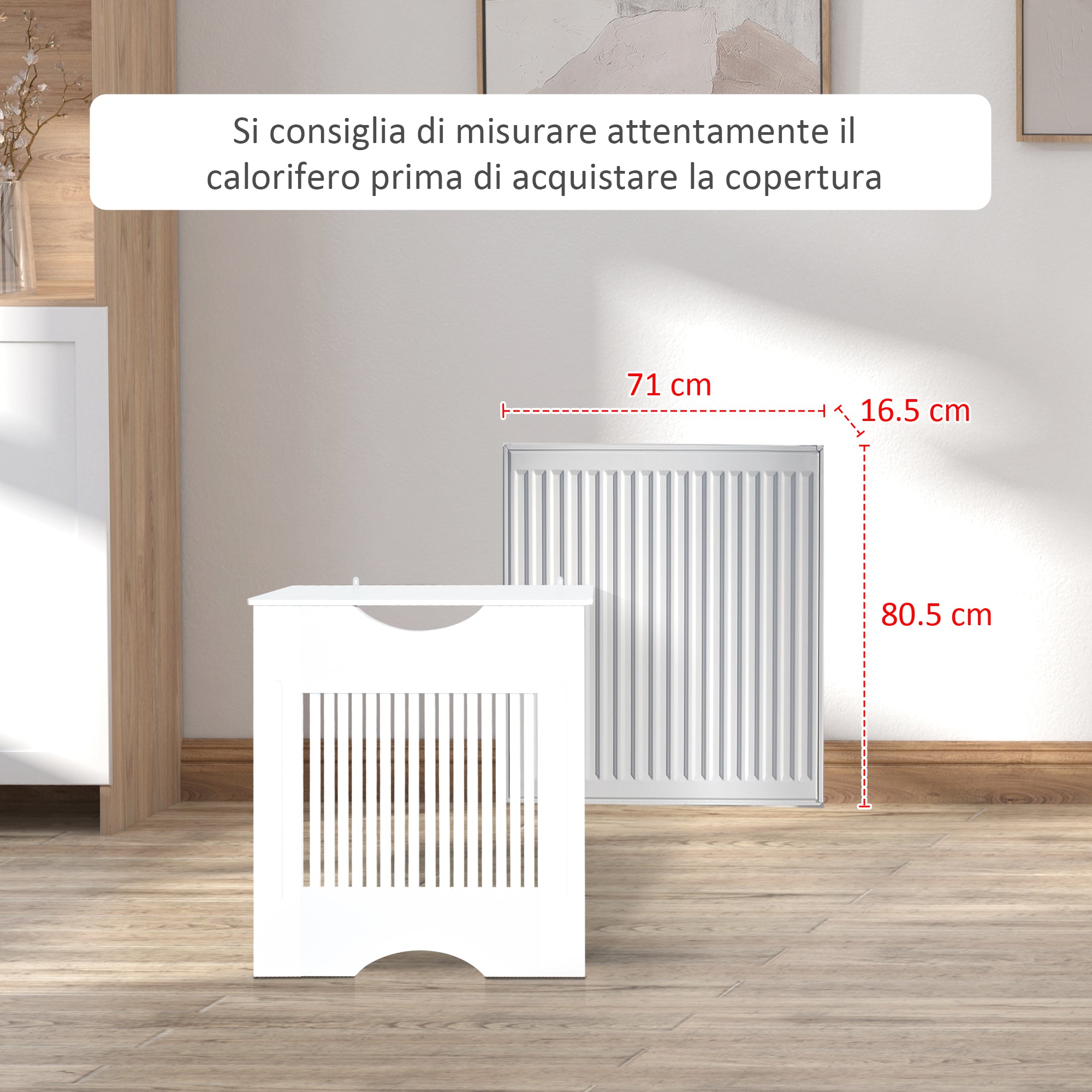 White MDF Radiator Cover with Support Top and Anti-Tip Design, 78x19x82 cm