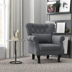 Homcom Vintage Living Room Armchair In Fabric With Lumbar Cushion and Padding, Dark Gray - Borgè