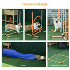 Agility Dog Equipment Complete Set with 5-Piece Slalom, Obstacle and Tunnel, Orange