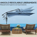 Outsunny 3x3.25m 360° Adjustable Off-Center Garden Umbrella, Light Blue