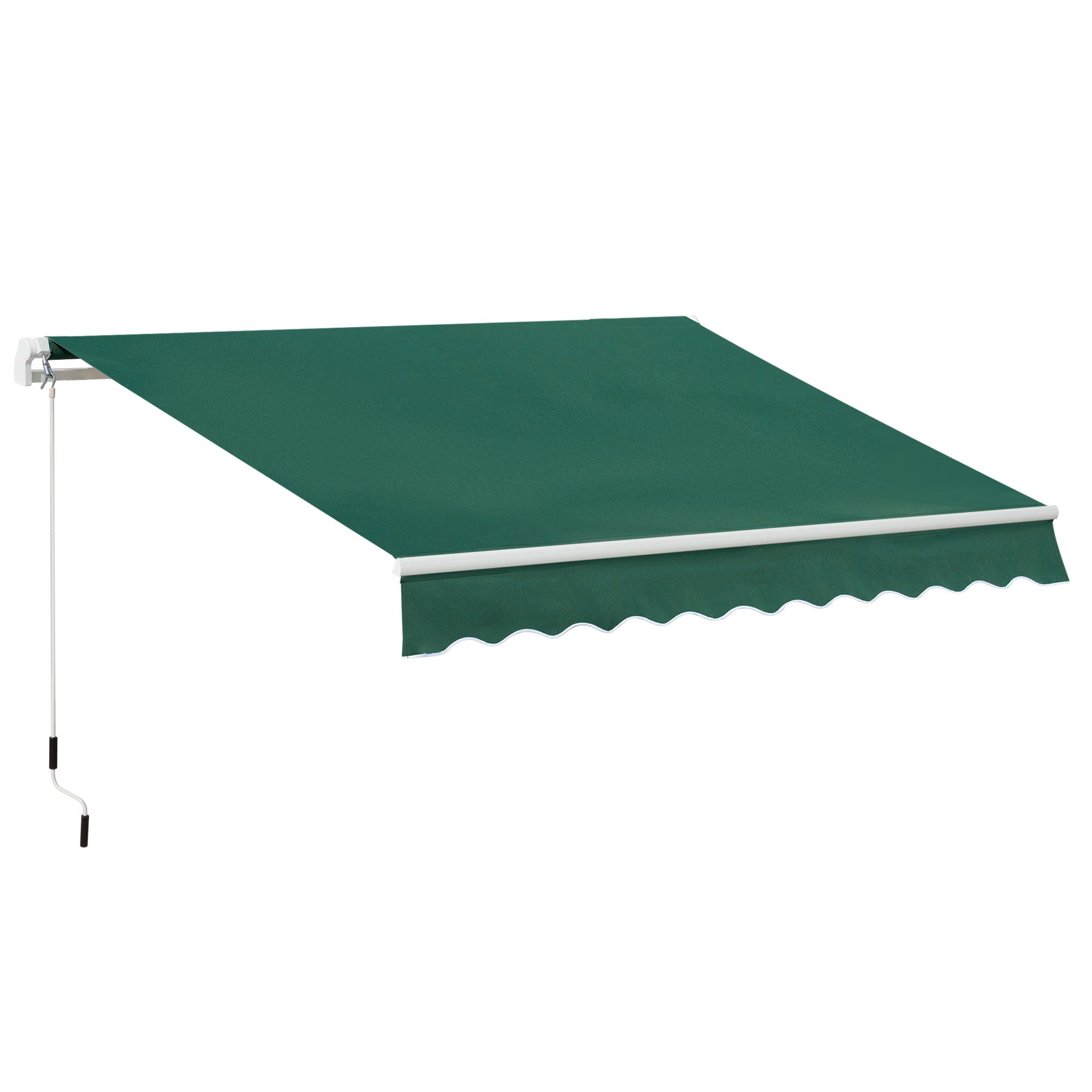 Outsunny 3x2m Adjustable Angle Crank Awning in Aluminum, Steel and Green Polyester