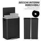 20L 2-Section Garbage Can with Silent Lid, Stainless Steel and PP, 40x34.8x59 cm, Black
