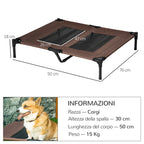 Dog Bed in Metal and Breathable Oxford Fabric, 92x76x18 cm Brown and Black - Borge' Group Limited