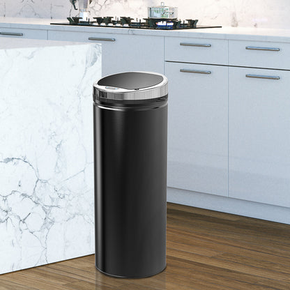 HOMCOM Automatic Dustbin with Infrared Sensor and 50L Capacity, Stainless Steel and Plastic, Black, 30.5x30.5x81.5cm - Borgè