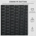 Comfortable 2-Seater Garden Sofa: PE Rattan, Steel, Cushioned, Armrests - Black - Borgè