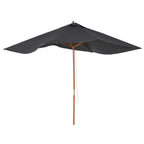 2x3m Wooden and Bamboo Garden Umbrella with 8 Ribs and Polyester Cover, Dark Grey