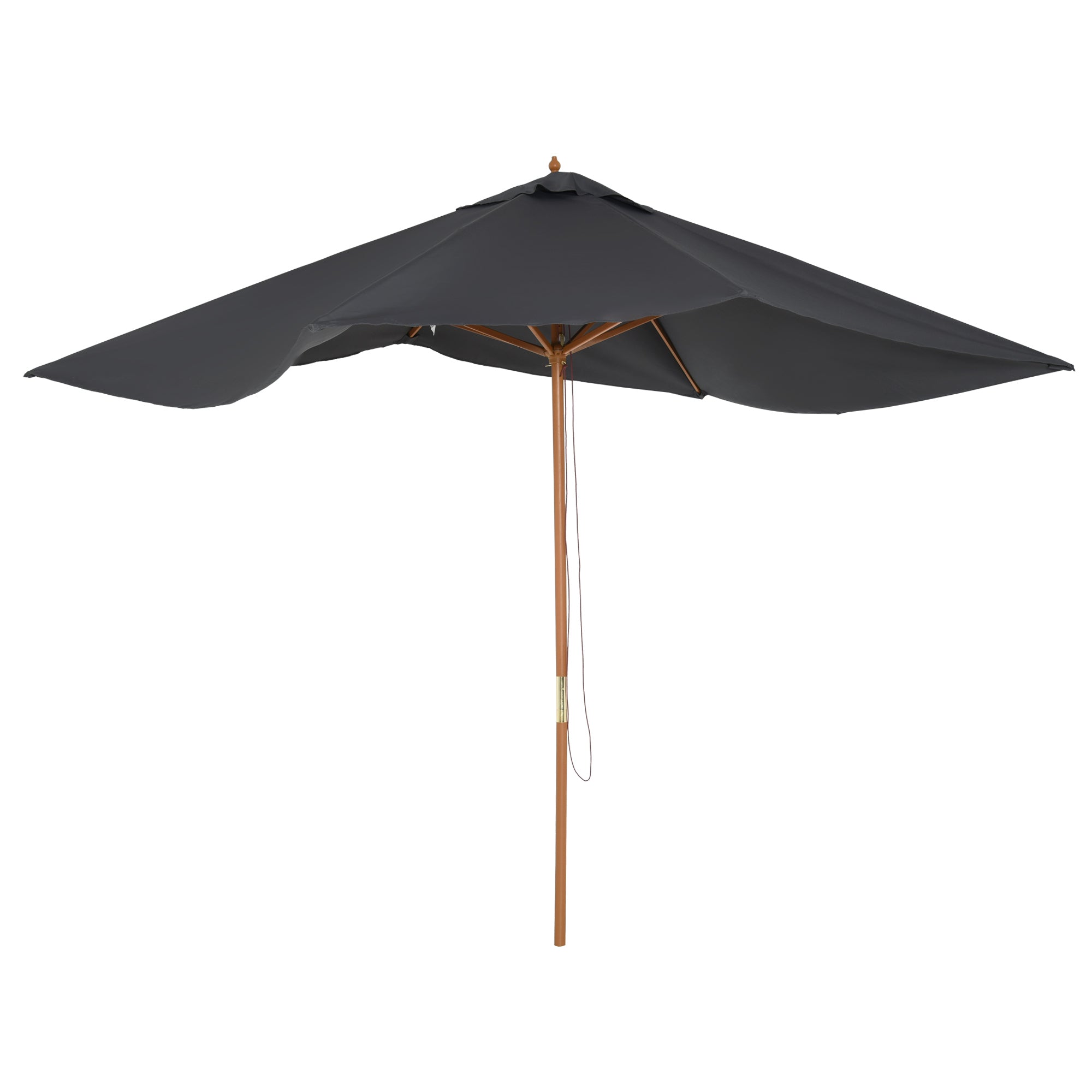 2x3m Wooden and Bamboo Garden Umbrella with 8 Ribs and Polyester Cover, Dark Grey