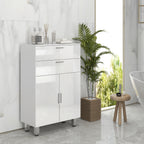 kleankin Bathroom Cabinet with 2 Drawers and Cabinet with Adjustable Shelf, Wooden, 60x30x93 cm, White