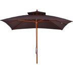 3x3 m Garden and Terrace Umbrella with 8 Ribs and 2-Tier Parasol Cover, Brown - Borge' Group Limited