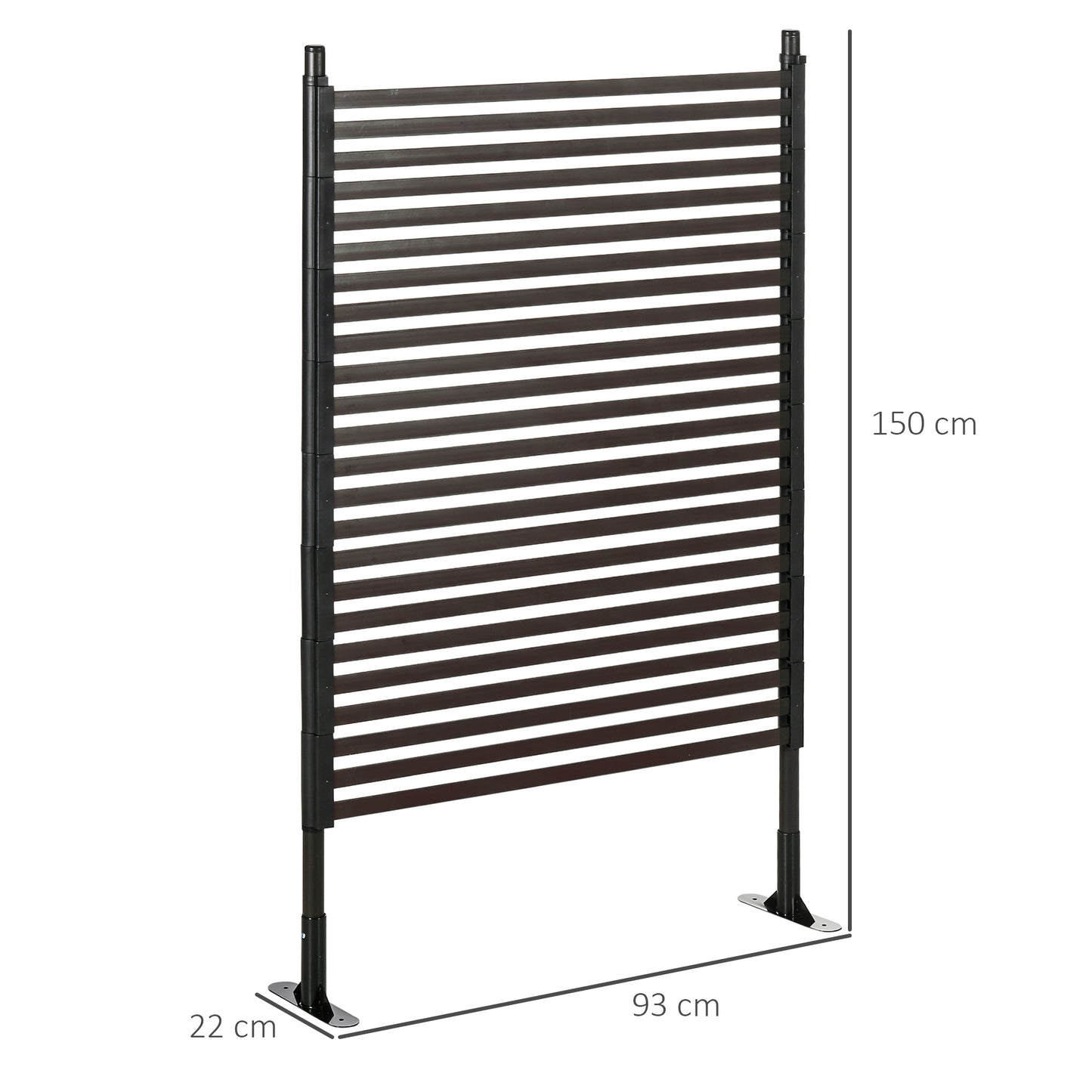 Freestanding Modular Steel Garden Partition Fence, 93x22x150 cm, Brown