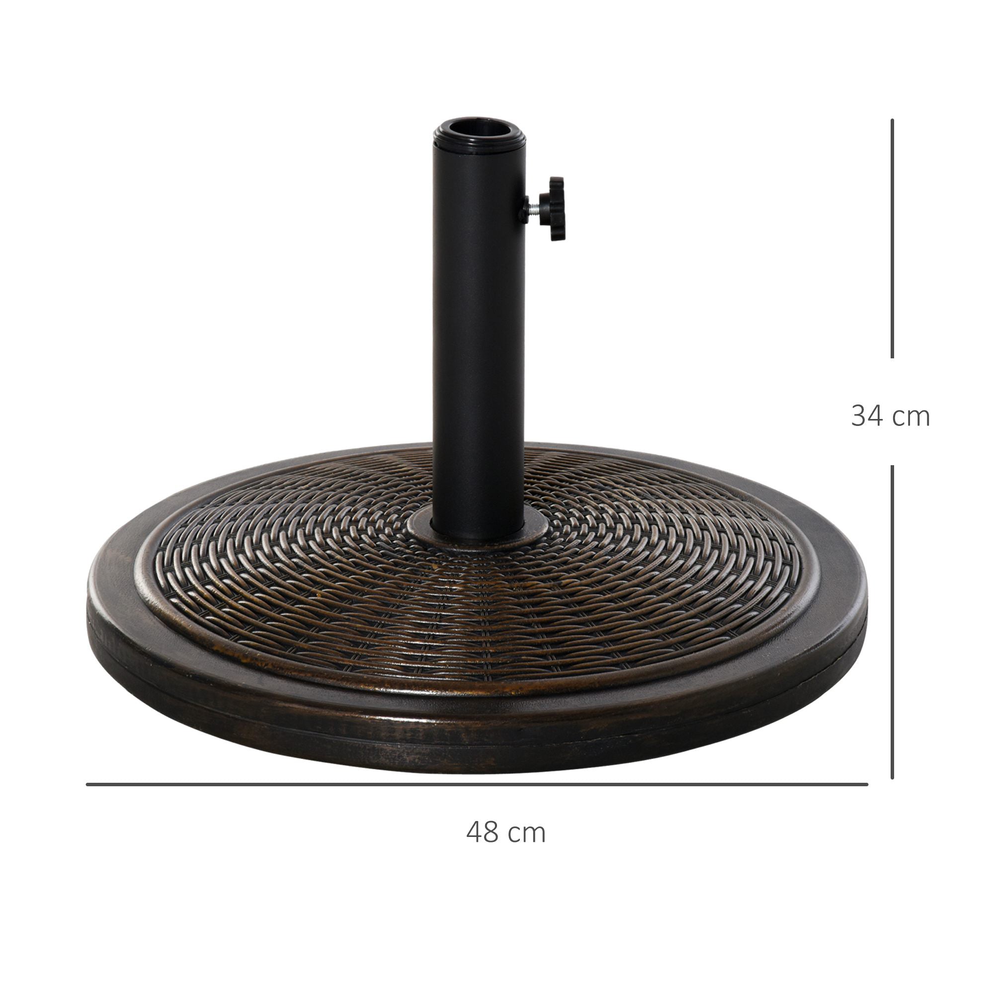 14kg Concrete and Plastic Umbrella Base with Rattan Effect Ø48x34cm, Bronze
