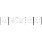 5-Panel Outdoor Metal Fence with Posts, 305x62 cm, Black