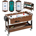 SPORTNOW 3-in-1 Table: Air Hockey, Pool Table, Table Football, Lockable Wheels, Shelf