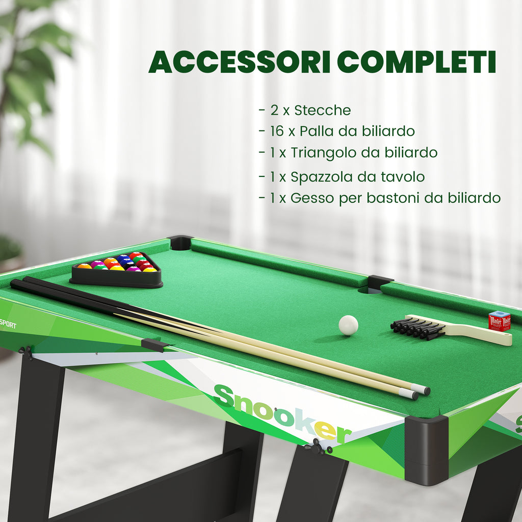 SPORTNOW Folding Pool Table with Cues, Balls and Triangle for Adults and Children from 12 Years, 104x55.5x68 cm