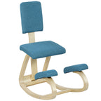 Rocking Kneeling Chair in Linen-Effect Fabric and Birch Wood, 51x84x93 cm, Dark Blue