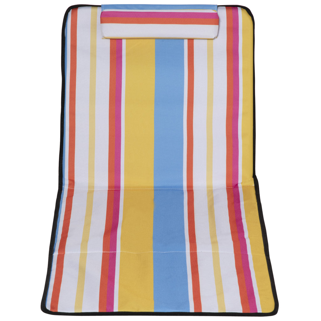 Set of 2 Folding Beach Chairs with Adjustable Backrest and Headrest, 53x124x35-45 cm, Multicolor