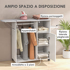 Mobile Ironing Board with Shelf, 3 Cube Shelves and Guide, 107x42.5x99cm, White - Borgè