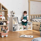 HOMCOM Modern 5-Tier Open Bookcase with 2 Cushions, Wooden, 108x30x60 cm, Grey