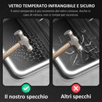 HOMCOM LED Bathroom Mirror with Bluetooth, Adjustable Lighting and Memory Function, Tempered Glass, 70x50x3.5 cm