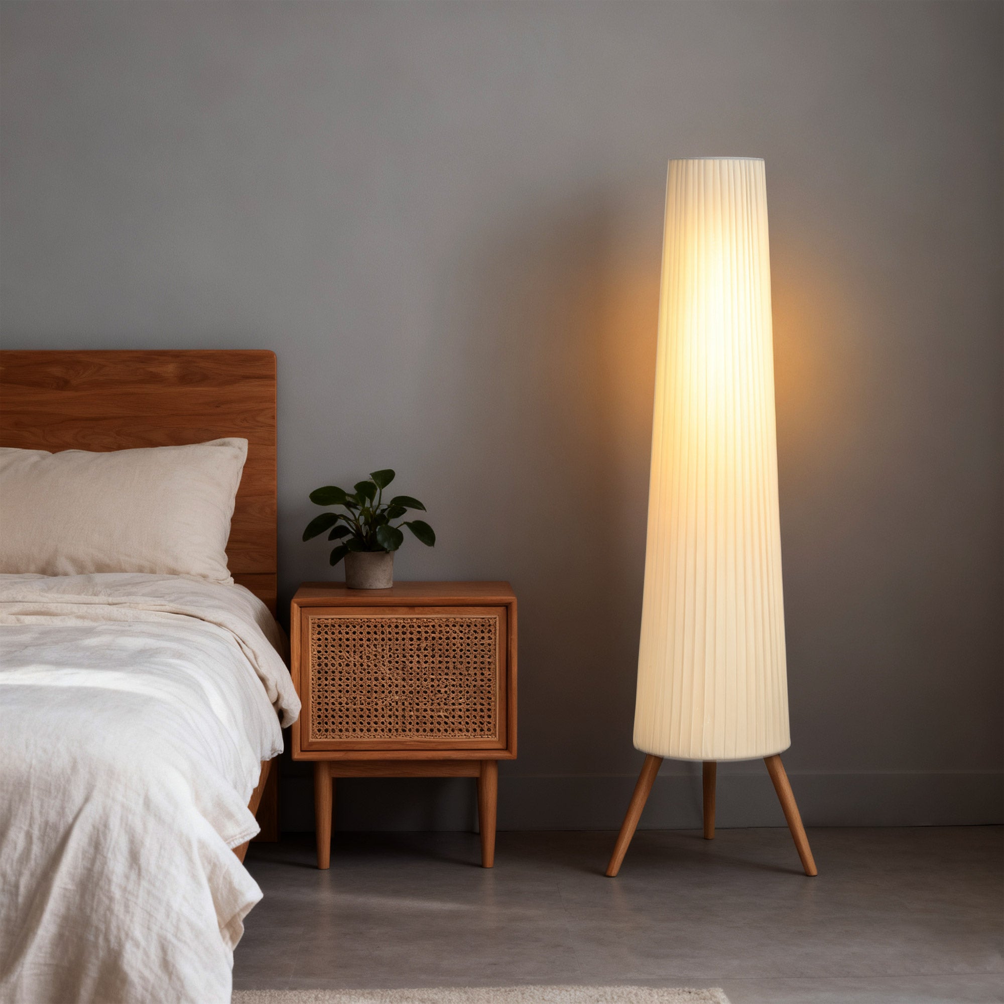 HOMCOM Tripod Floor Lamp with Foot Switch and Adjustable Brightness, 46x46x153 cm, White