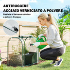 Outsunny Mini Greenhouse with Grow Bag and Roll-Up Door, 68x50x70 cm, Dark Green