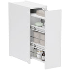 Space-saving 3-level bathroom cabinet with sliding rails, in wood, 47x25x66.5 cm, white