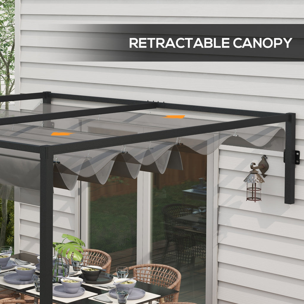 Outsunny Pergola Gazebo 3x4 m with retractable roof and drainage holes, steel and polyester, gray - Borgè