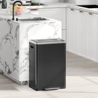 20L 2-Section Garbage Can with Silent Lid, Stainless Steel and PP, 40x34.8x59 cm, Black