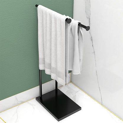 Freestanding Bathroom Towel Holder with 2 Metal Arms, 35.5x20x78cm, Black