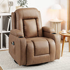 Reclining Massage Chair with Heated Faux Leather and 8 Massage Points, Brown